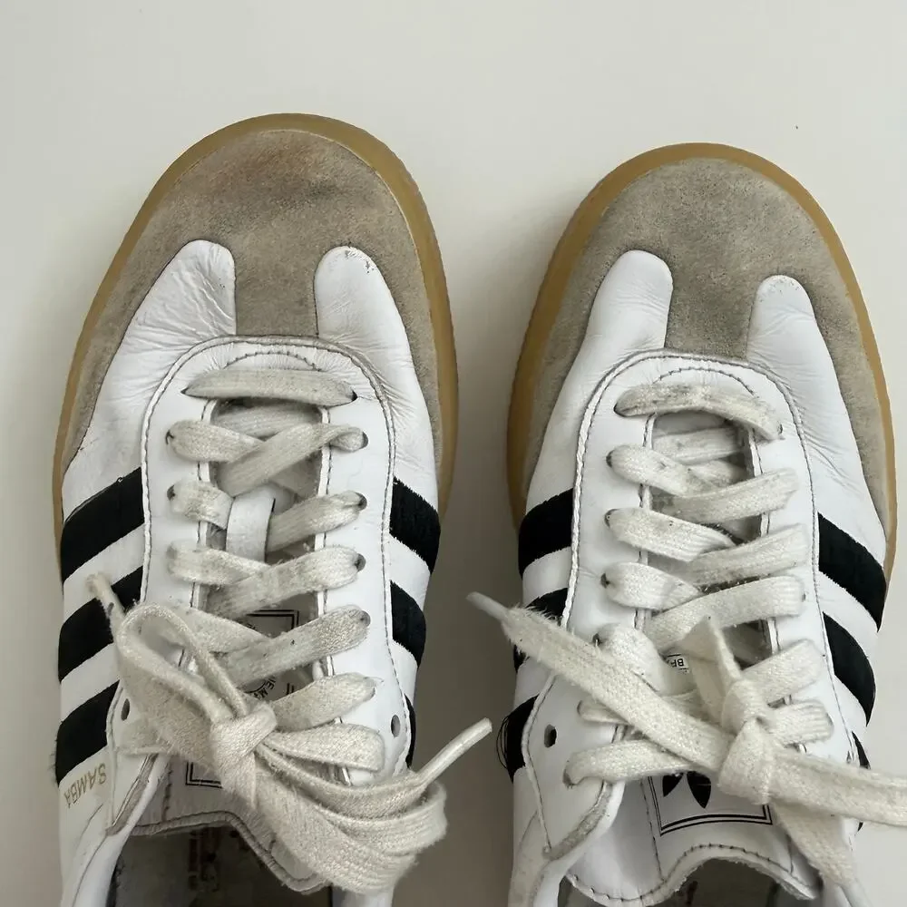 Adidas Sambae Samba Sneakers Women's 7 Black White Gum Casual Preppy Minimalist